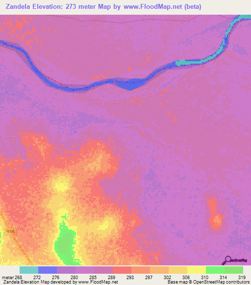 Zandela,Mali Elevation Map