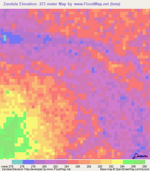 Zandela,Mali Elevation Map