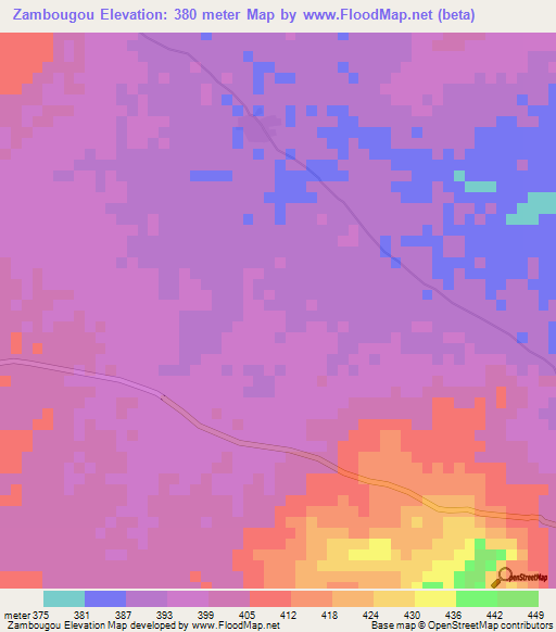 Zambougou,Mali Elevation Map