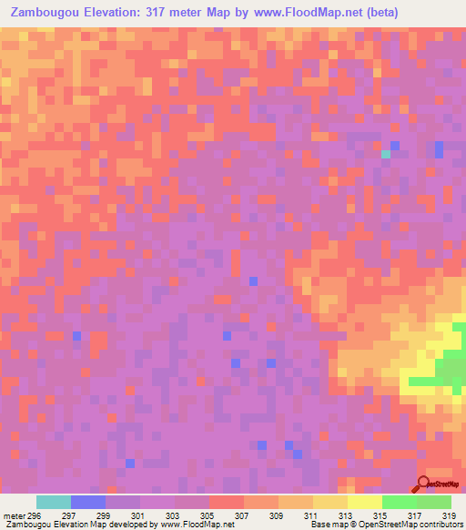Zambougou,Mali Elevation Map