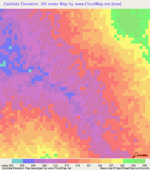 Zanblala,Mali Elevation Map
