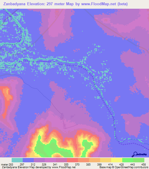 Zanbadyana,Mali Elevation Map