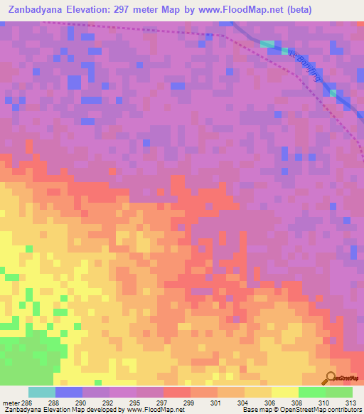 Zanbadyana,Mali Elevation Map