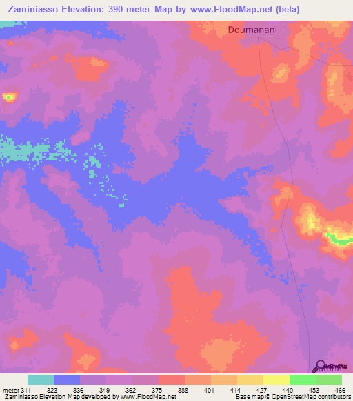 Zaminiasso,Mali Elevation Map