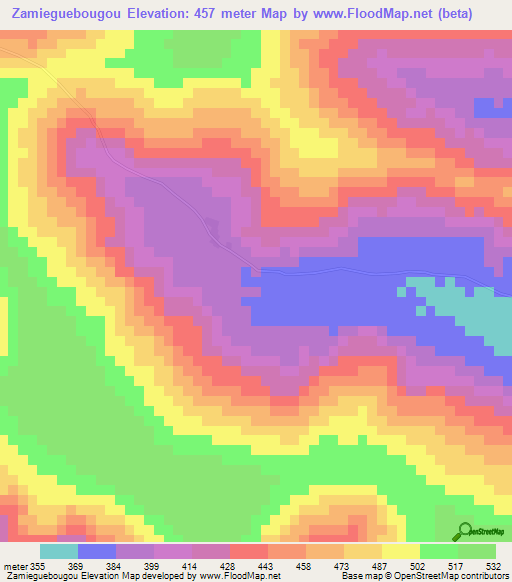 Zamieguebougou,Mali Elevation Map
