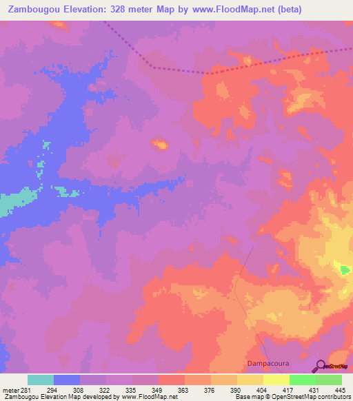 Zambougou,Mali Elevation Map