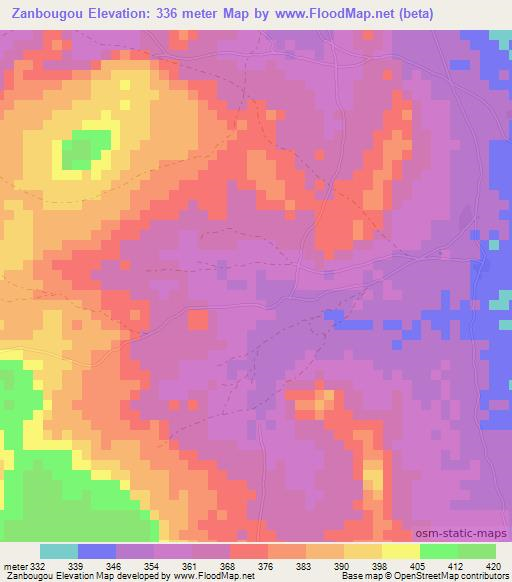 Zanbougou,Mali Elevation Map