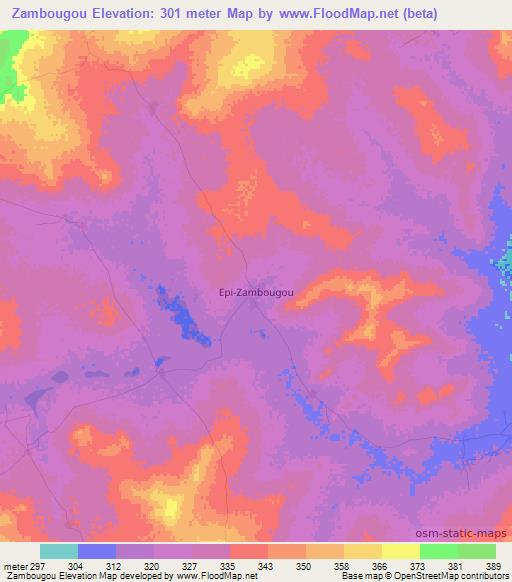 Zambougou,Mali Elevation Map