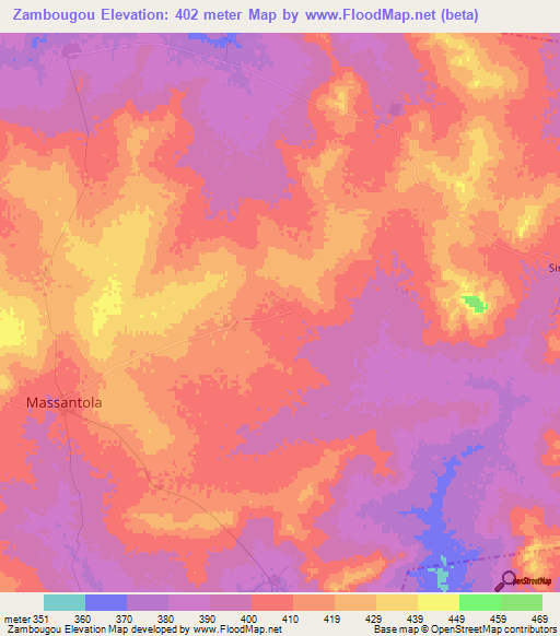 Zambougou,Mali Elevation Map