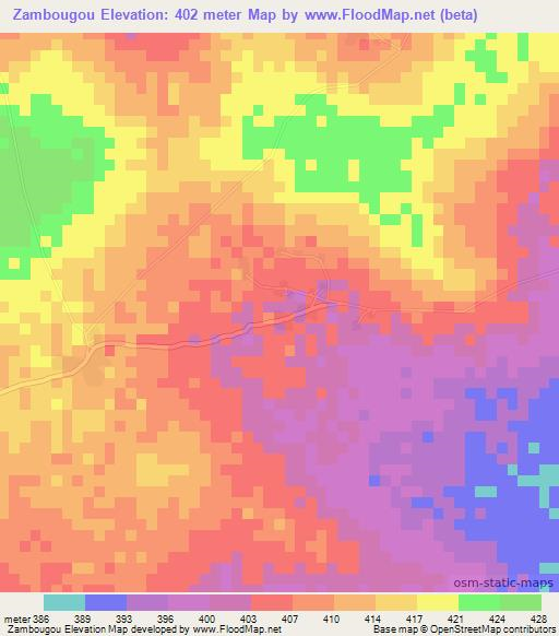 Zambougou,Mali Elevation Map