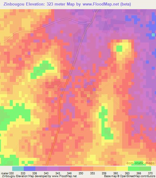 Zinbougou,Mali Elevation Map