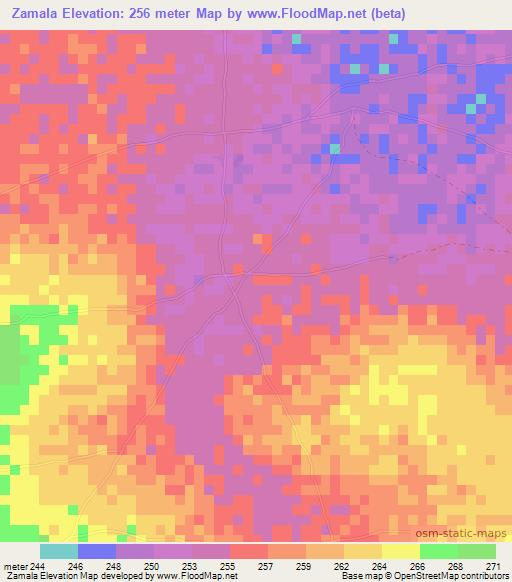 Zamala,Mali Elevation Map