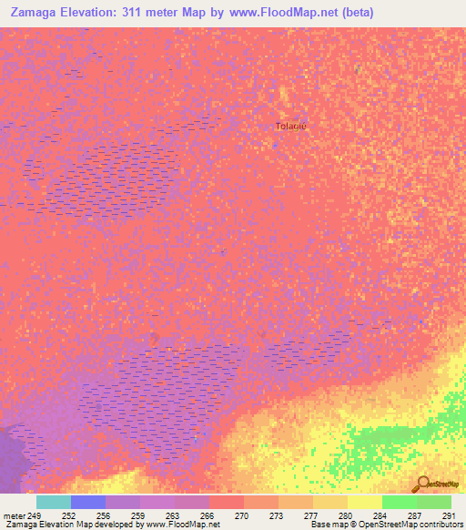 Zamaga,Mali Elevation Map