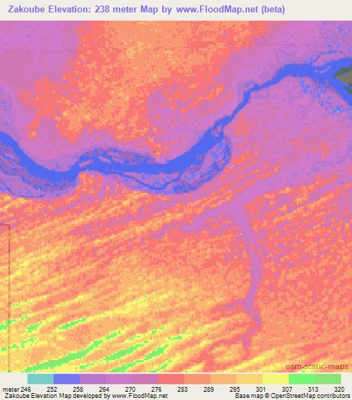 Zakoube,Mali Elevation Map