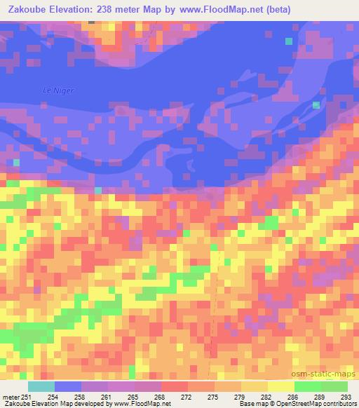 Zakoube,Mali Elevation Map