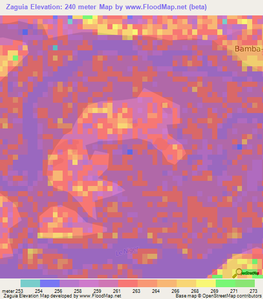 Zaguia,Mali Elevation Map