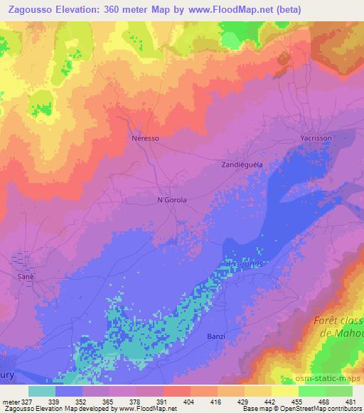 Zagousso,Mali Elevation Map