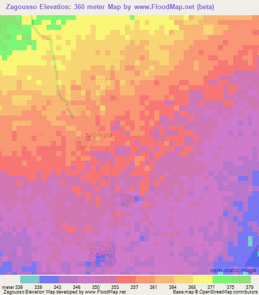 Zagousso,Mali Elevation Map