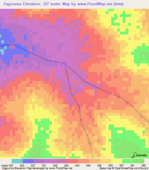 Zagounso,Mali Elevation Map