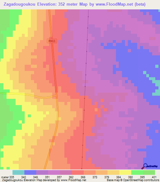 Zagadougoukou,Mali Elevation Map