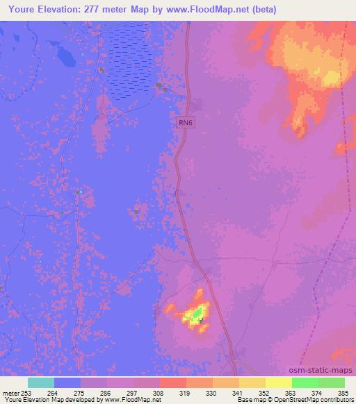 Youre,Mali Elevation Map