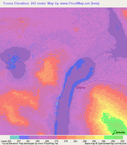 Youna,Mali Elevation Map