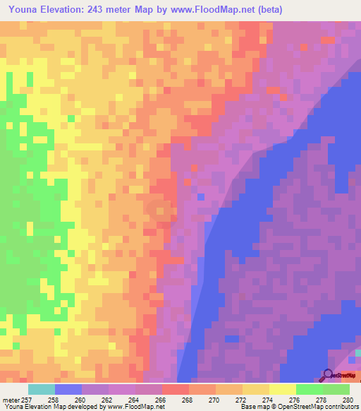 Youna,Mali Elevation Map