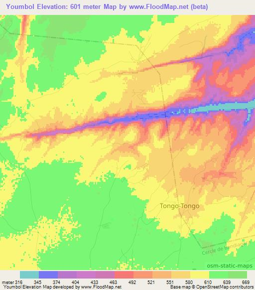 Youmbol,Mali Elevation Map