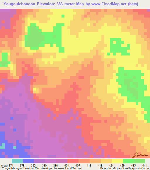 Yougoulebougou,Mali Elevation Map