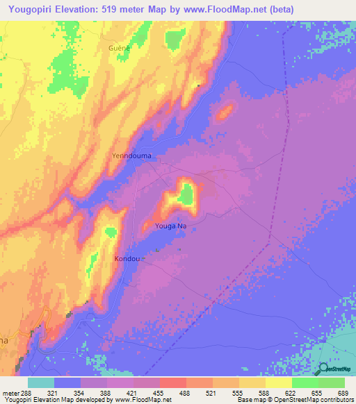 Yougopiri,Mali Elevation Map
