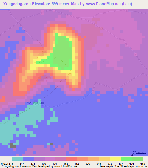 Yougodogorou,Mali Elevation Map