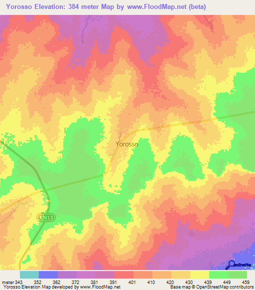 Yorosso,Mali Elevation Map