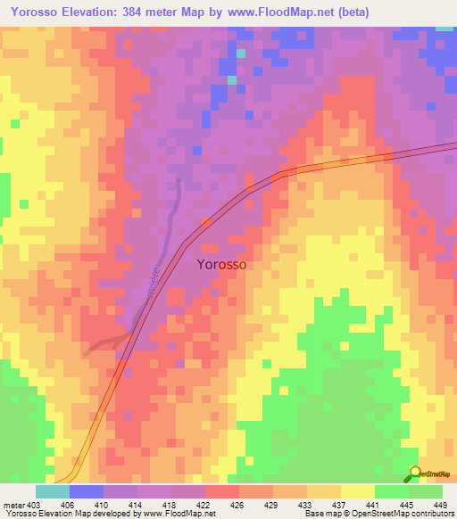 Yorosso,Mali Elevation Map