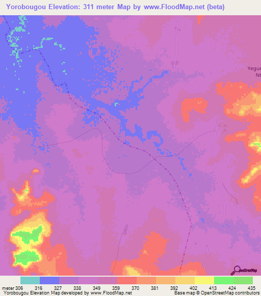 Yorobougou,Mali Elevation Map