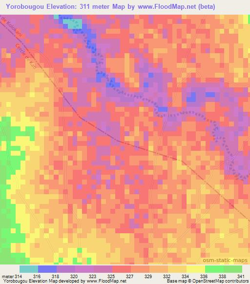 Yorobougou,Mali Elevation Map