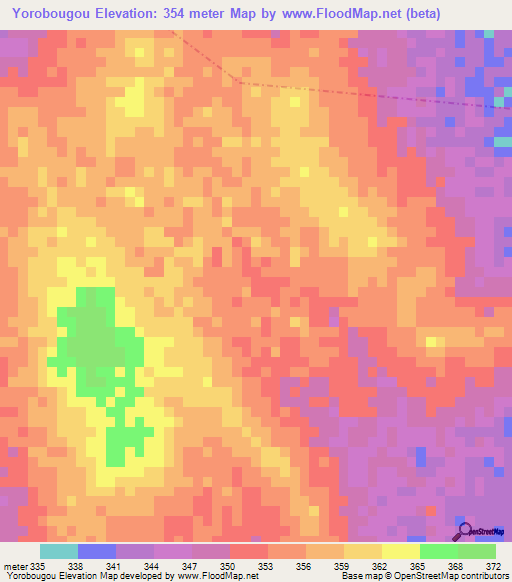 Yorobougou,Mali Elevation Map