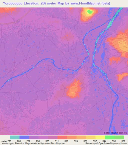 Yorobougou,Mali Elevation Map