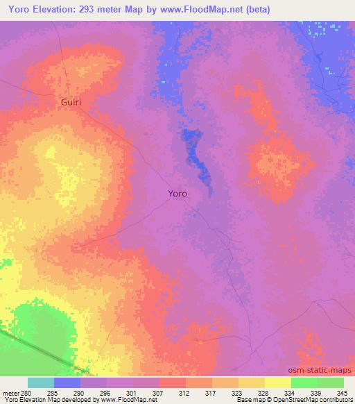 Yoro,Mali Elevation Map