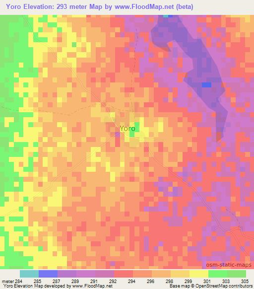 Yoro,Mali Elevation Map