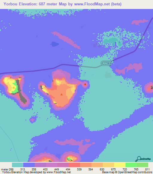 Yorbou,Mali Elevation Map