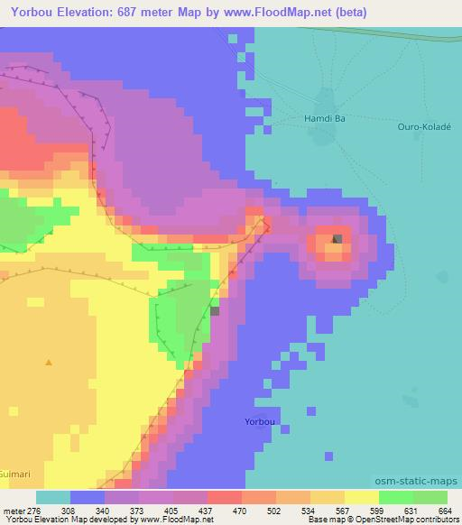 Yorbou,Mali Elevation Map