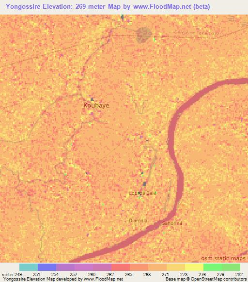 Yongossire,Mali Elevation Map
