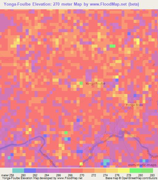 Yonga-Foulbe,Mali Elevation Map