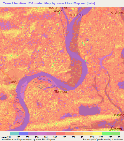 Yone,Mali Elevation Map
