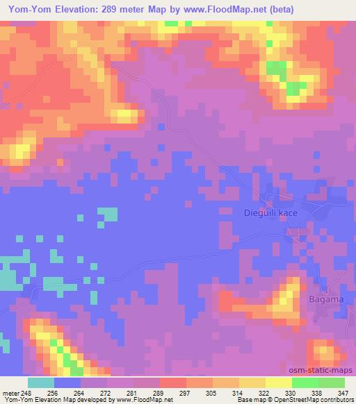 Yom-Yom,Mali Elevation Map