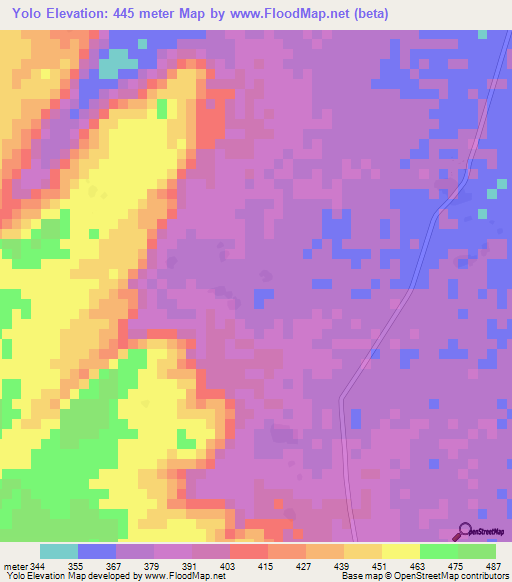 Yolo,Mali Elevation Map