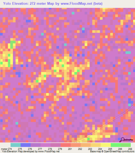 Yolo,Mali Elevation Map
