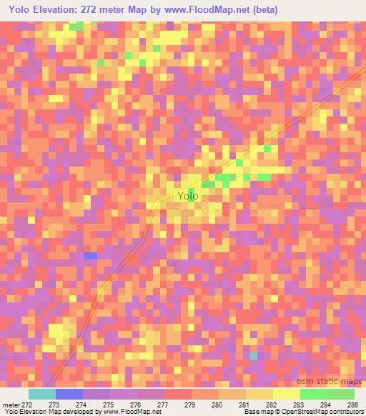 Yolo,Mali Elevation Map