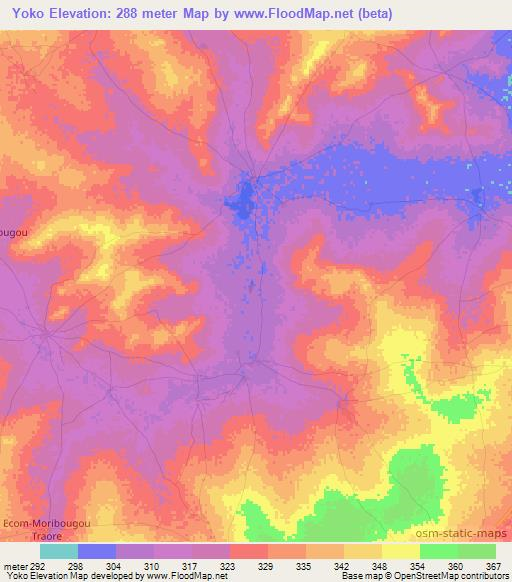 Yoko,Mali Elevation Map