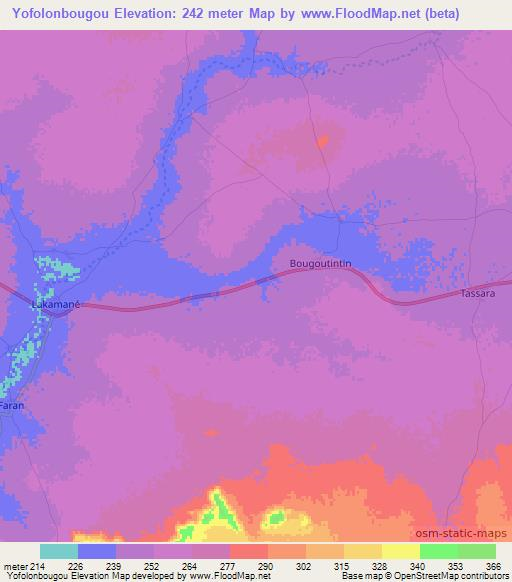 Yofolonbougou,Mali Elevation Map